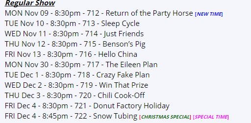 Расписание картуна на ближайшее время...